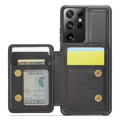 JEEHOOD J05 For Samsung Galaxy S21 Ultra 5G Case Magnetic Detachable Card Holder Anti-Drop Phone Cover