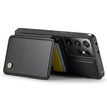 JEEHOOD J05 For Samsung Galaxy S21 Ultra 5G Case Magnetic Detachable Card Holder Anti-Drop Phone Cover