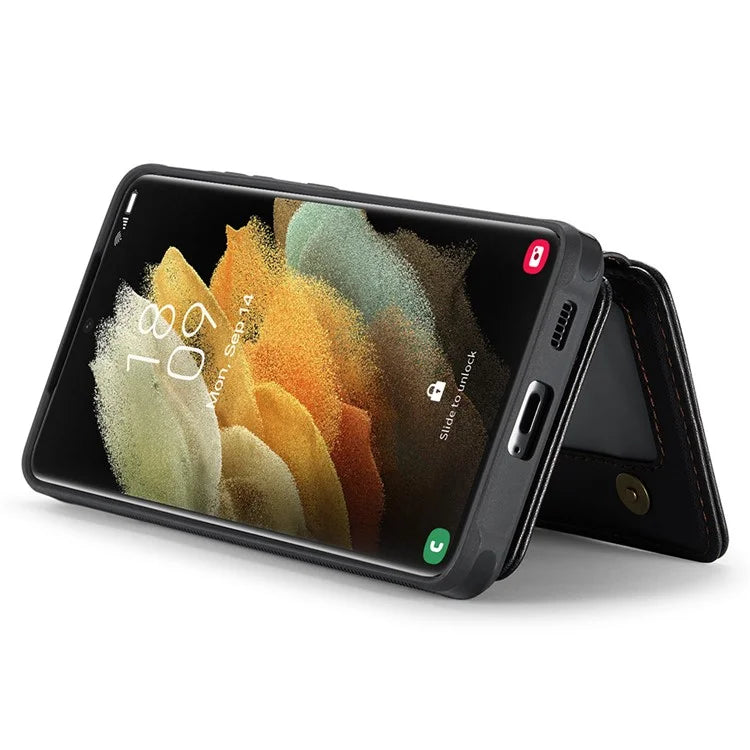 JEEHOOD J05 For Samsung Galaxy S21 Ultra 5G Case Magnetic Detachable Card Holder Anti-Drop Phone Cover