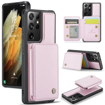 JEEHOOD J05 For Samsung Galaxy S21 Ultra 5G Case Magnetic Detachable Card Holder Anti-Drop Phone Cover