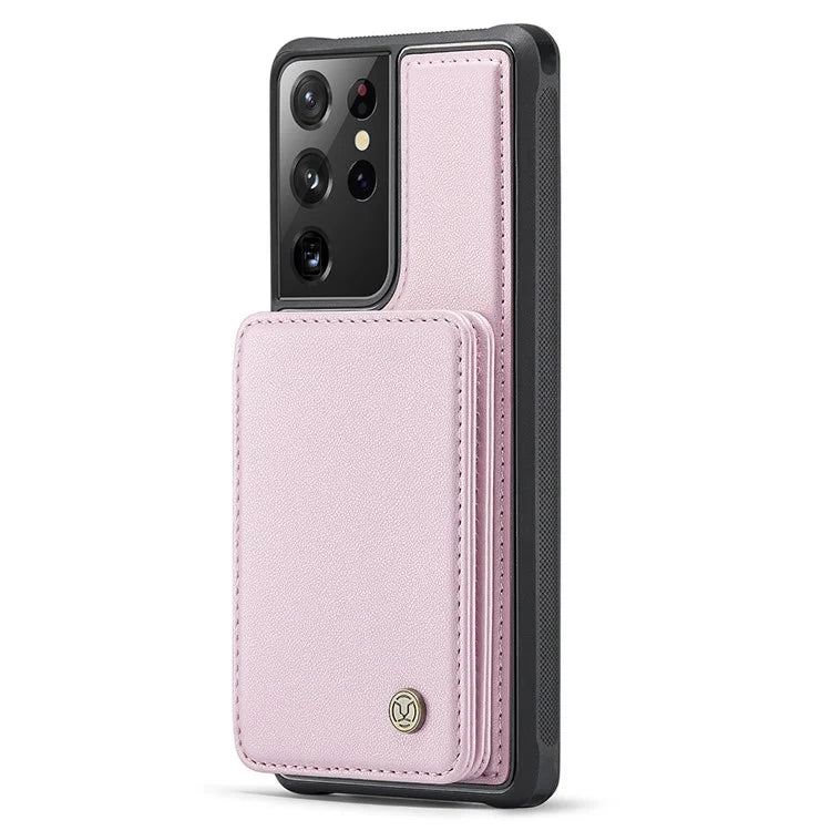 JEEHOOD J05 For Samsung Galaxy S21 Ultra 5G Case Magnetic Detachable Card Holder Anti-Drop Phone Cover