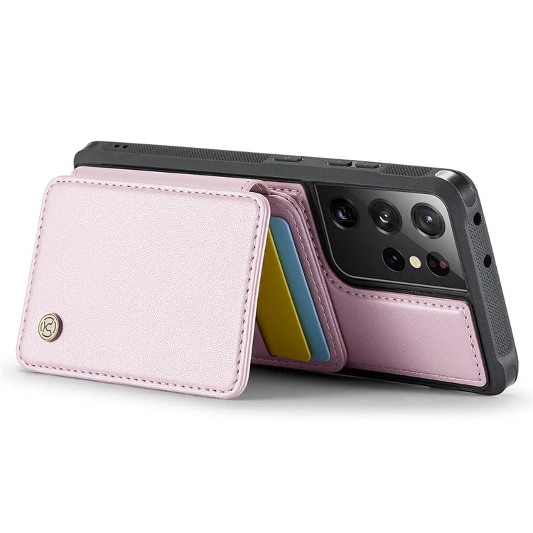 JEEHOOD J05 For Samsung Galaxy S21 Ultra 5G Case Magnetic Detachable Card Holder Anti-Drop Phone Cover