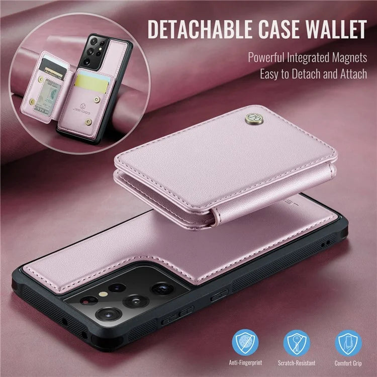 JEEHOOD J05 For Samsung Galaxy S21 Ultra 5G Case Magnetic Detachable Card Holder Anti-Drop Phone Cover