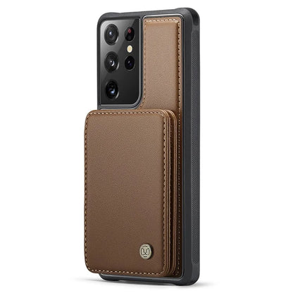 JEEHOOD J05 For Samsung Galaxy S21 Ultra 5G Case Magnetic Detachable Card Holder Anti-Drop Phone Cover