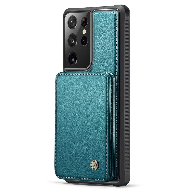 JEEHOOD J05 For Samsung Galaxy S21 Ultra 5G Case Magnetic Detachable Card Holder Anti-Drop Phone Cover