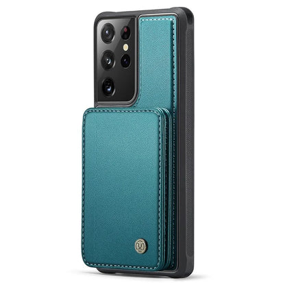 JEEHOOD J05 For Samsung Galaxy S21 Ultra 5G Case Magnetic Detachable Card Holder Anti-Drop Phone Cover