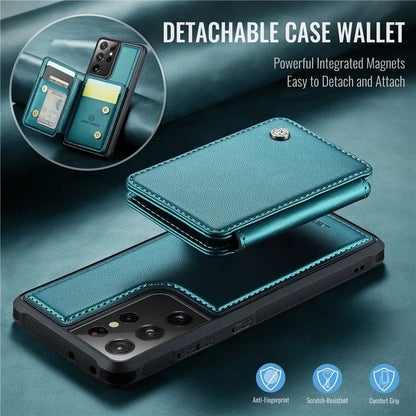 JEEHOOD J05 For Samsung Galaxy S21 Ultra 5G Case Magnetic Detachable Card Holder Anti-Drop Phone Cover