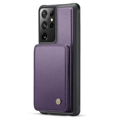 JEEHOOD J05 For Samsung Galaxy S21 Ultra 5G Case Magnetic Detachable Card Holder Anti-Drop Phone Cover