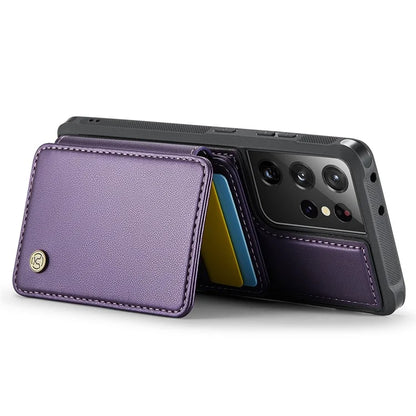 JEEHOOD J05 For Samsung Galaxy S21 Ultra 5G Case Magnetic Detachable Card Holder Anti-Drop Phone Cover