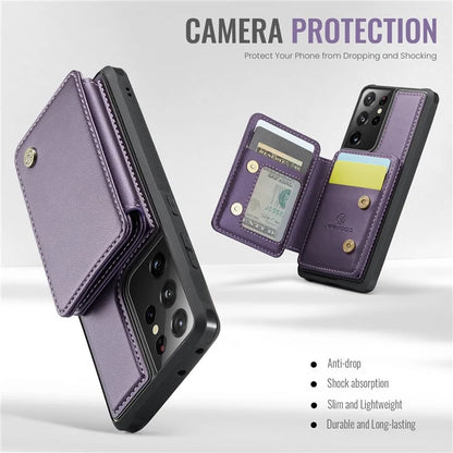 JEEHOOD J05 For Samsung Galaxy S21 Ultra 5G Case Magnetic Detachable Card Holder Anti-Drop Phone Cover