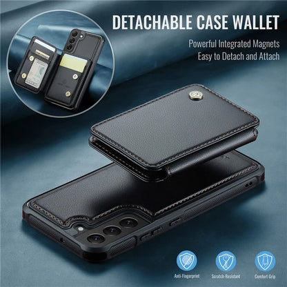 JEEHOOD J05 For Samsung Galaxy S22 5G Case TPU+PU Phone Cover with Magnetic Detachable Card Holder