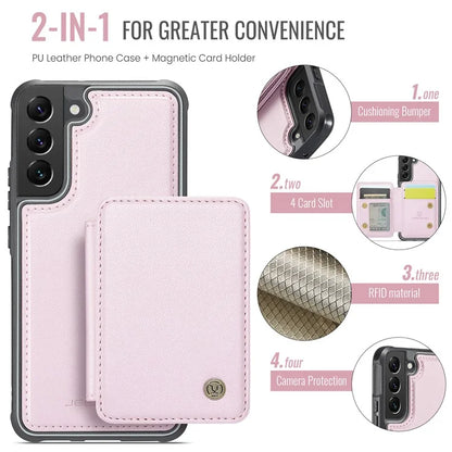 JEEHOOD J05 For Samsung Galaxy S22 5G Case TPU+PU Phone Cover with Magnetic Detachable Card Holder