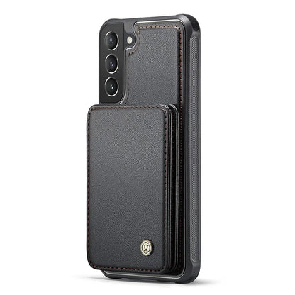 JEEHOOD J05 For Samsung Galaxy S21 5G / S21 4G Magnetic Case Kickstand PU+TPU Phone Cover with Card Bag