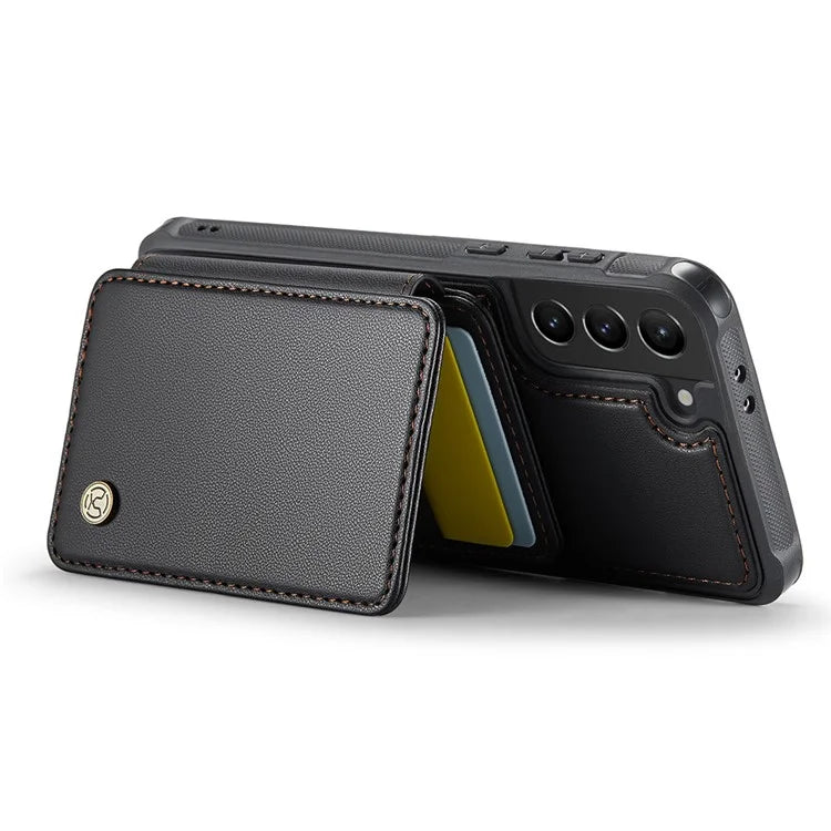 JEEHOOD J05 For Samsung Galaxy S21 5G / S21 4G Magnetic Case Kickstand PU+TPU Phone Cover with Card Bag