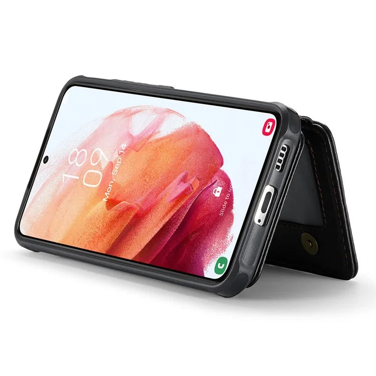 JEEHOOD J05 For Samsung Galaxy S21 5G / S21 4G Magnetic Case Kickstand PU+TPU Phone Cover with Card Bag