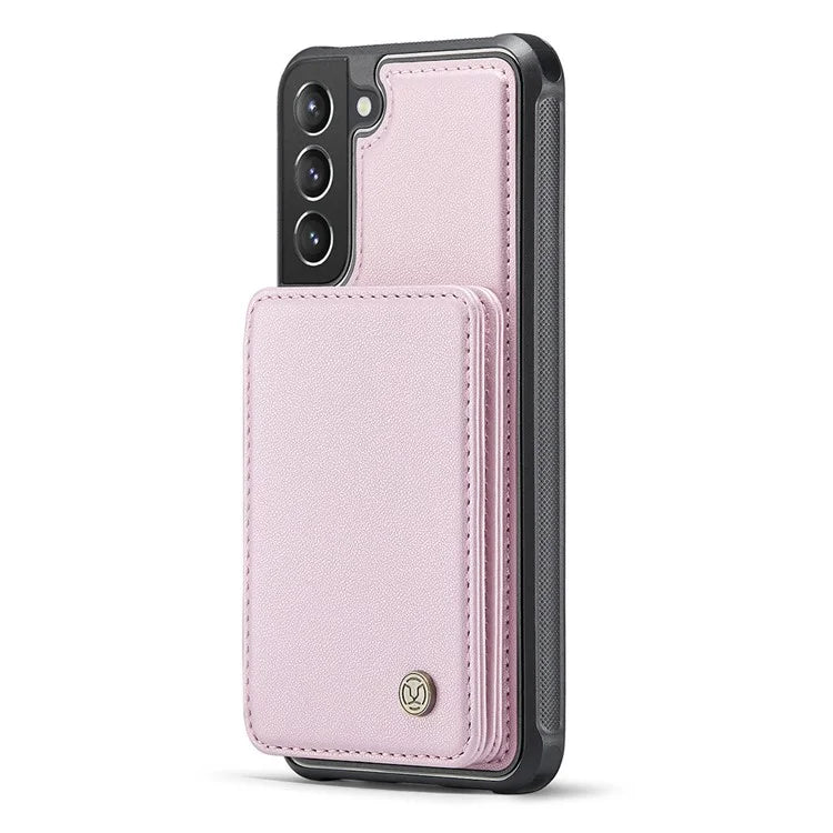 JEEHOOD J05 For Samsung Galaxy S21 5G / S21 4G Magnetic Case Kickstand PU+TPU Phone Cover with Card Bag
