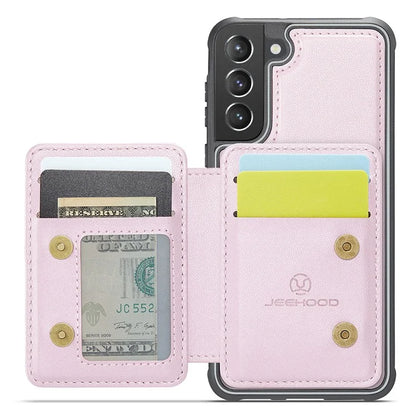 JEEHOOD J05 For Samsung Galaxy S21 5G / S21 4G Magnetic Case Kickstand PU+TPU Phone Cover with Card Bag