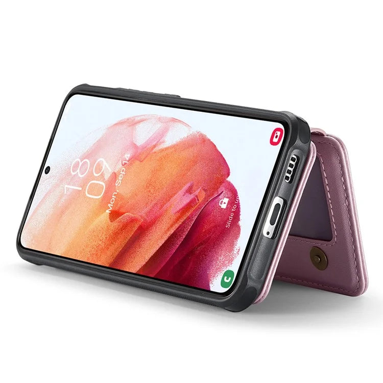 JEEHOOD J05 For Samsung Galaxy S21 5G / S21 4G Magnetic Case Kickstand PU+TPU Phone Cover with Card Bag