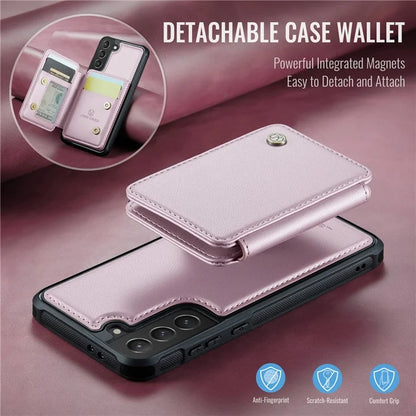 JEEHOOD J05 For Samsung Galaxy S21 5G / S21 4G Magnetic Case Kickstand PU+TPU Phone Cover with Card Bag