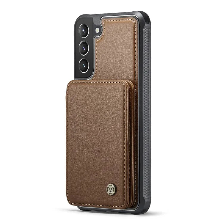 JEEHOOD J05 For Samsung Galaxy S21 5G / S21 4G Magnetic Case Kickstand PU+TPU Phone Cover with Card Bag