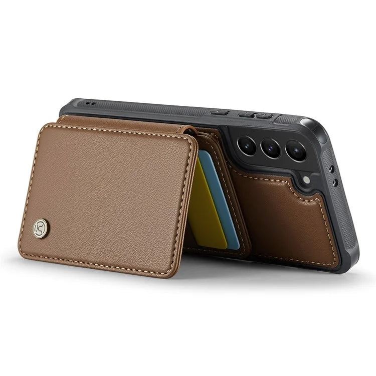 JEEHOOD J05 For Samsung Galaxy S21 5G / S21 4G Magnetic Case Kickstand PU+TPU Phone Cover with Card Bag