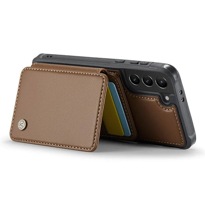 JEEHOOD J05 For Samsung Galaxy S21 5G / S21 4G Magnetic Case Kickstand PU+TPU Phone Cover with Card Bag