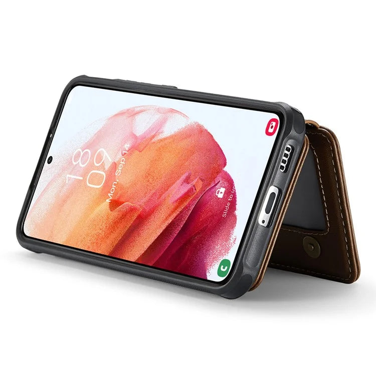 JEEHOOD J05 For Samsung Galaxy S21 5G / S21 4G Magnetic Case Kickstand PU+TPU Phone Cover with Card Bag