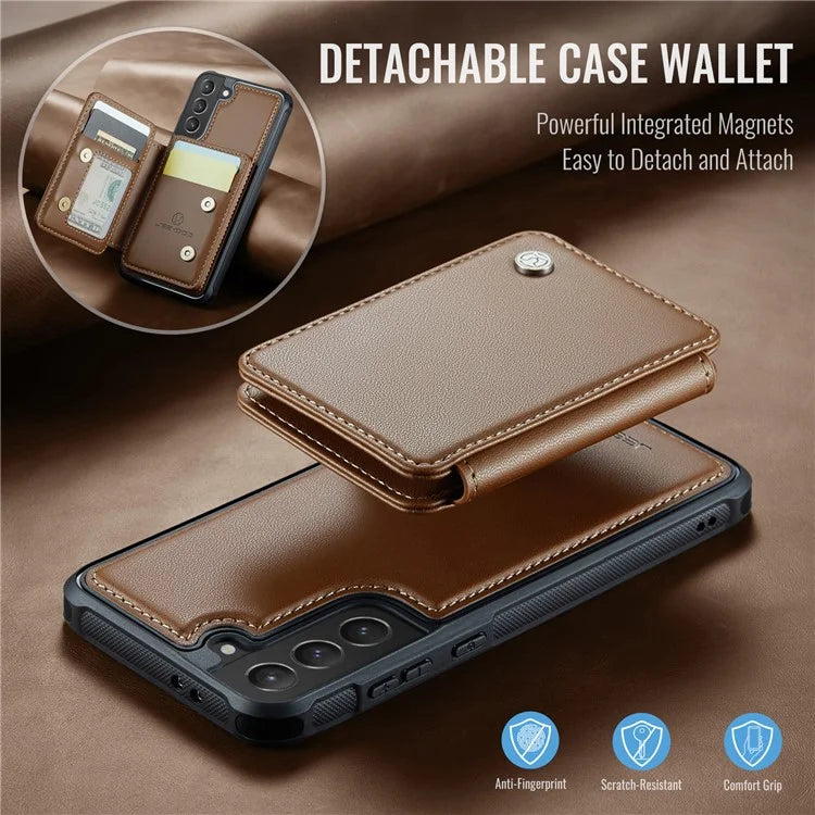 JEEHOOD J05 For Samsung Galaxy S21 5G / S21 4G Magnetic Case Kickstand PU+TPU Phone Cover with Card Bag