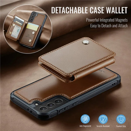 JEEHOOD J05 For Samsung Galaxy S21 5G / S21 4G Magnetic Case Kickstand PU+TPU Phone Cover with Card Bag