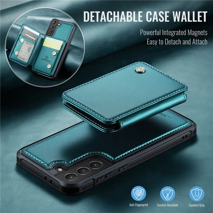 JEEHOOD J05 For Samsung Galaxy S21 5G / S21 4G Magnetic Case Kickstand PU+TPU Phone Cover with Card Bag