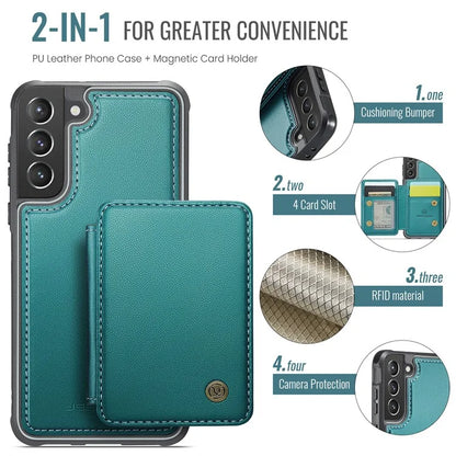 JEEHOOD J05 For Samsung Galaxy S21 5G / S21 4G Magnetic Case Kickstand PU+TPU Phone Cover with Card Bag