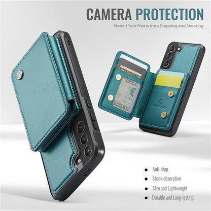 JEEHOOD J05 For Samsung Galaxy S21 5G / S21 4G Magnetic Case Kickstand PU+TPU Phone Cover with Card Bag