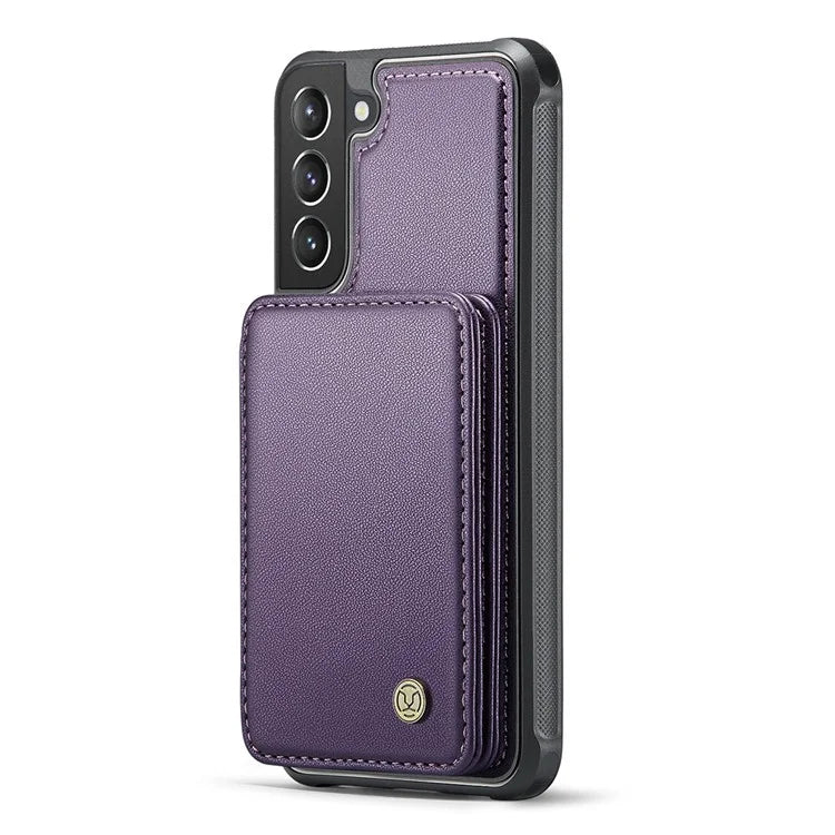 JEEHOOD J05 For Samsung Galaxy S21 5G / S21 4G Magnetic Case Kickstand PU+TPU Phone Cover with Card Bag