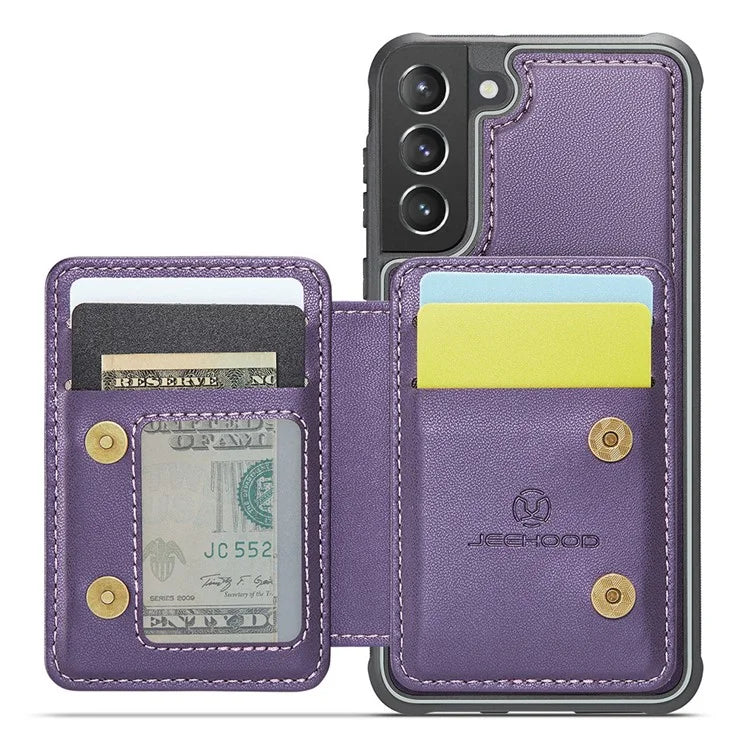 JEEHOOD J05 For Samsung Galaxy S21 5G / S21 4G Magnetic Case Kickstand PU+TPU Phone Cover with Card Bag