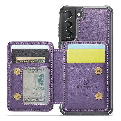 JEEHOOD J05 For Samsung Galaxy S21 5G / S21 4G Magnetic Case Kickstand PU+TPU Phone Cover with Card Bag