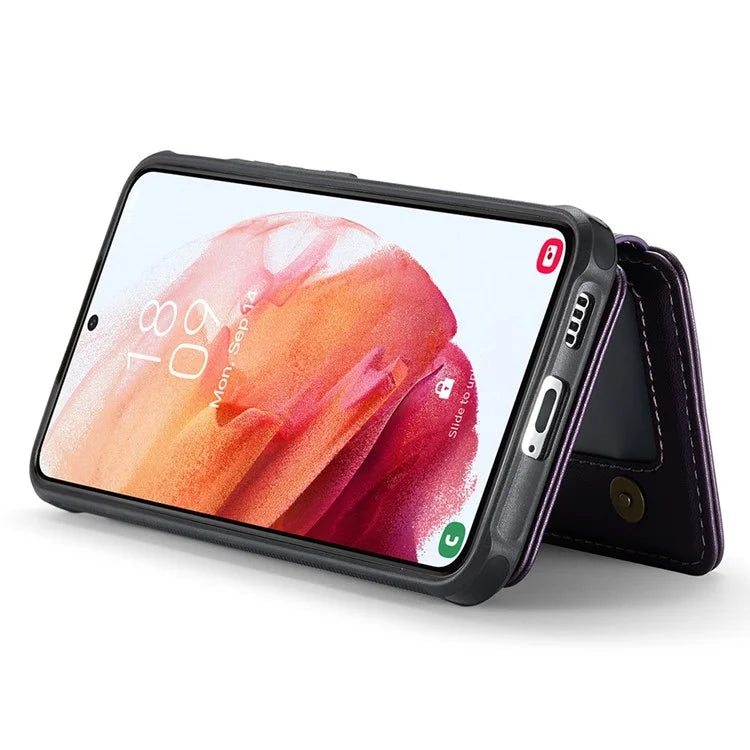 JEEHOOD J05 For Samsung Galaxy S21 5G / S21 4G Magnetic Case Kickstand PU+TPU Phone Cover with Card Bag