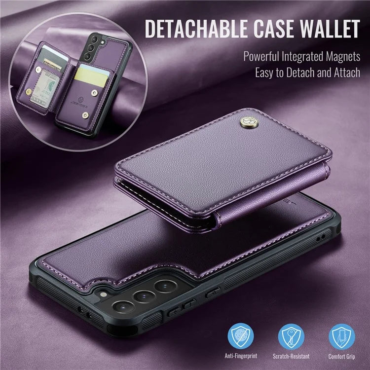 JEEHOOD J05 For Samsung Galaxy S21 5G / S21 4G Magnetic Case Kickstand PU+TPU Phone Cover with Card Bag
