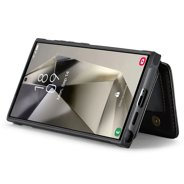 JEEHOOD J05 For Samsung Galaxy S24 Ultra Magnetic Case Card Holder Kickstand TPU Phone Cover