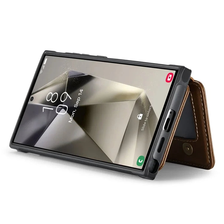 JEEHOOD J05 For Samsung Galaxy S24 Ultra Magnetic Case Card Holder Kickstand TPU Phone Cover