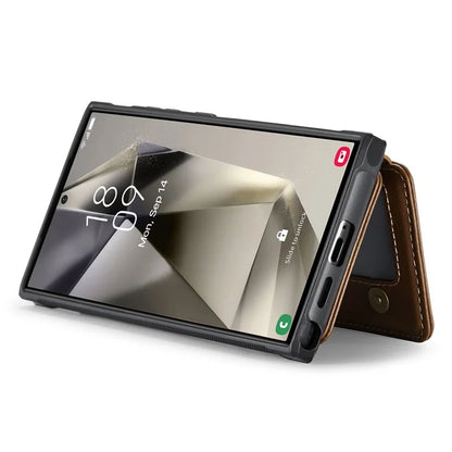 JEEHOOD J05 For Samsung Galaxy S24 Ultra Magnetic Case Card Holder Kickstand TPU Phone Cover