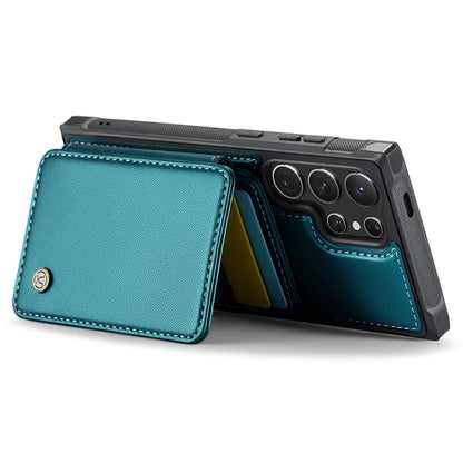 JEEHOOD J05 For Samsung Galaxy S24 Ultra Magnetic Case Card Holder Kickstand TPU Phone Cover