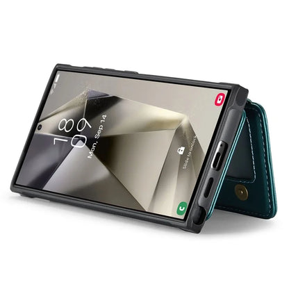 JEEHOOD J05 For Samsung Galaxy S24 Ultra Magnetic Case Card Holder Kickstand TPU Phone Cover