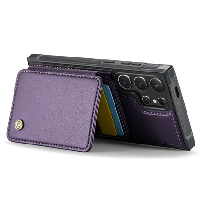 JEEHOOD J05 For Samsung Galaxy S24 Ultra Magnetic Case Card Holder Kickstand TPU Phone Cover