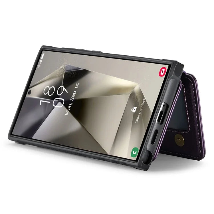 JEEHOOD J05 For Samsung Galaxy S24 Ultra Magnetic Case Card Holder Kickstand TPU Phone Cover