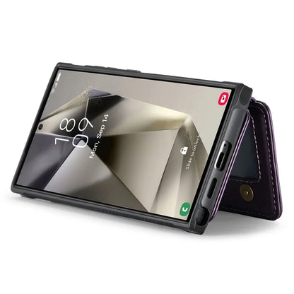JEEHOOD J05 For Samsung Galaxy S24 Ultra Magnetic Case Card Holder Kickstand TPU Phone Cover