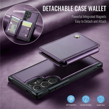 JEEHOOD J05 For Samsung Galaxy S24 Ultra Magnetic Case Card Holder Kickstand TPU Phone Cover