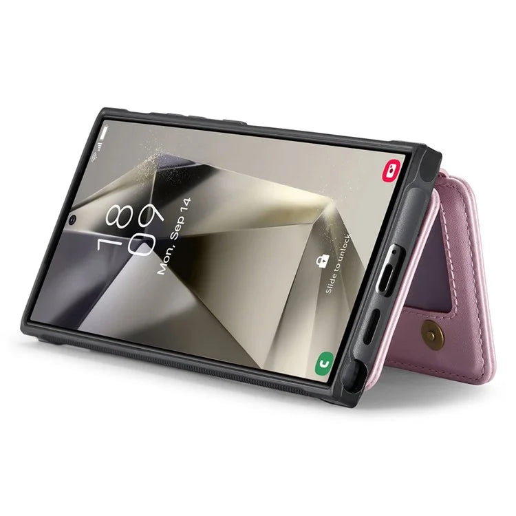 JEEHOOD J05 For Samsung Galaxy S24 Ultra Magnetic Case Card Holder Kickstand TPU Phone Cover