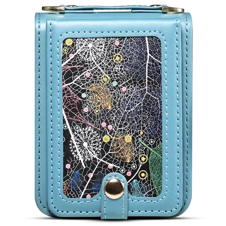 For Samsung Galaxy Z Flip6 5G Case Leather+PC Phone Cover with Card Holder Long Strap