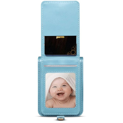 For Samsung Galaxy Z Flip6 5G Case Leather+PC Phone Cover with Card Holder Long Strap