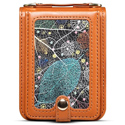 For Samsung Galaxy Z Flip6 5G Case Leather+PC Phone Cover with Card Holder Long Strap